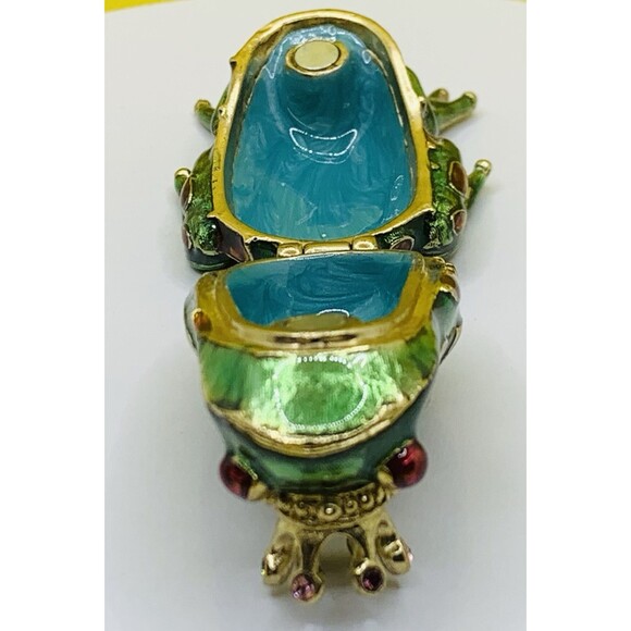 Monet King Frog Mini Trinket Ring Box Jeweled Enamel Magnetic Closure Original - Picture 10 of 11